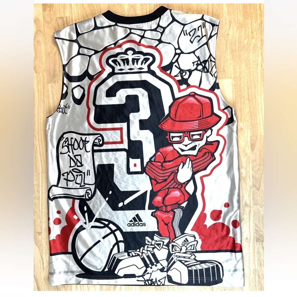 Vintage Adidas Graffiti Y2K Basketball Jersey Reversible All Over Print No. 3 - Picture 3 of 12